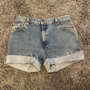 Levi’s high waisted distressed denim shorts